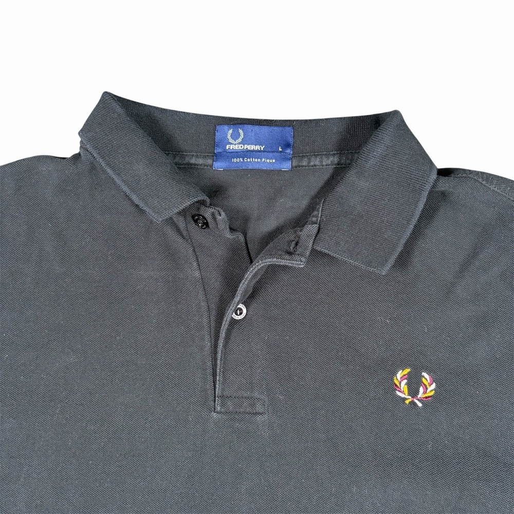 Fred Perry Polo Shirt Mens Large Black Cotton Jersey Casual Golf Luxury